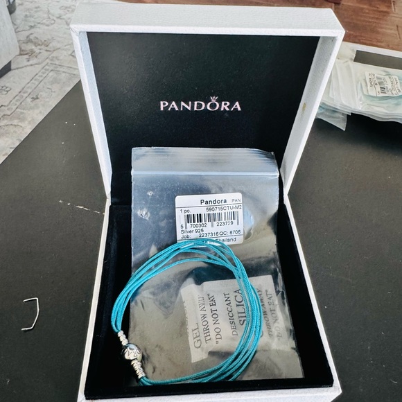 PANDORA NEW & RETIRED 7.5” Teal Cord Bracelet (end to ball) includes box - Picture 7 of 7